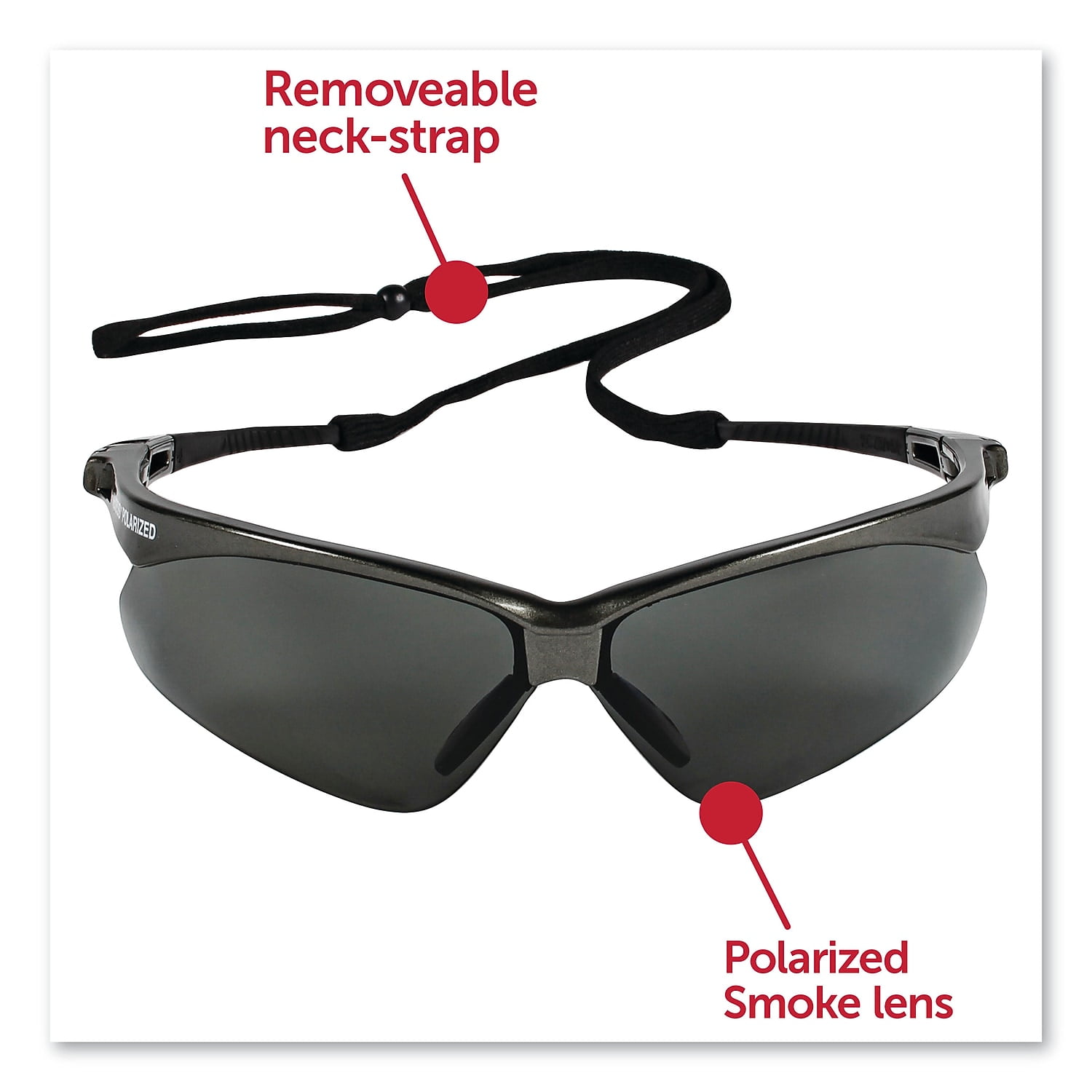 KLEENGUARD 28635 Polarized Safety Glasses, Wraparound Smoke Polycarbonate Lens, Scratch-Resistant