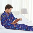 thumbnail image 2 of Mens Pajamas Set - Ice Hockey Players With Puck Comfy Long Sleeve Button Up Pajama Sets for Men 2 Piece, Soft Sleepwear Nightwear Pjs Lounge Sets for Men with Pockets, 2 of 5