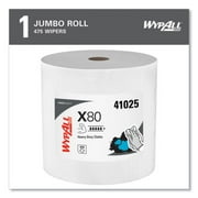 WypAll PowerClean X80 Cloths Heavy Duty Wipes (41025), Jumbo, Extended Use Towels, White (1 Roll of 455 Sheets, 455 Sheet Total)