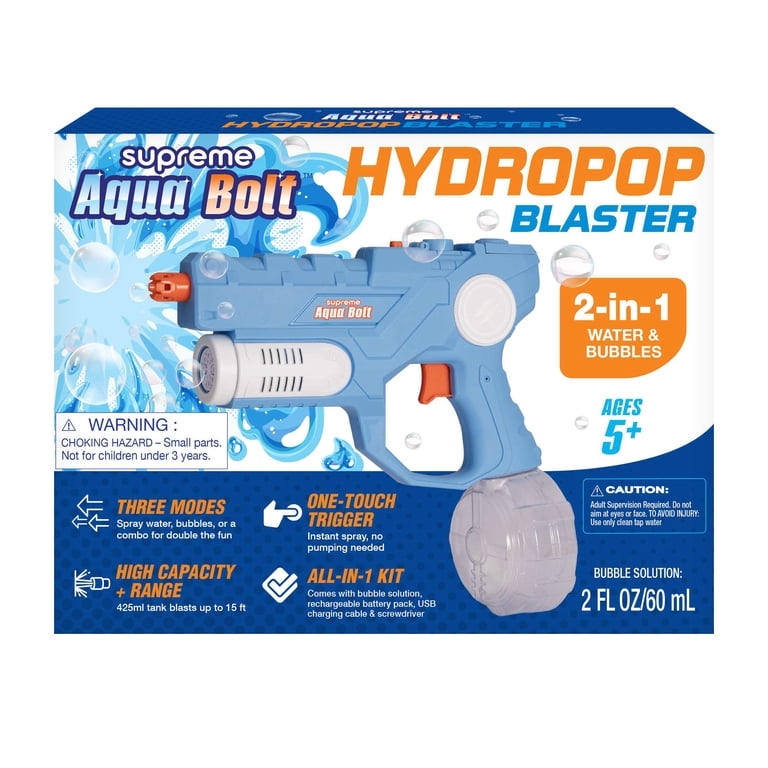 Aqua Bolt HydroPop Blaster 2-in-1 Bubble & Water Blaster with