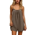 thumbnail image 2 of TaTaai Women's Casual Summer Romper Thin Strap Low Back Design Linen-Like Fabric Solid Color Short Jumpsuit for Vacation and Daily Wear Gift, 2 of 6