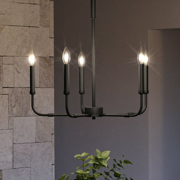 Luxury Modern Farmhouse Indoor Chandelier, 25.25''H x 24.00''W, with Transitional Style Elements, Modern Design, Matte Black Finish and Open Candlestick, UQL3803