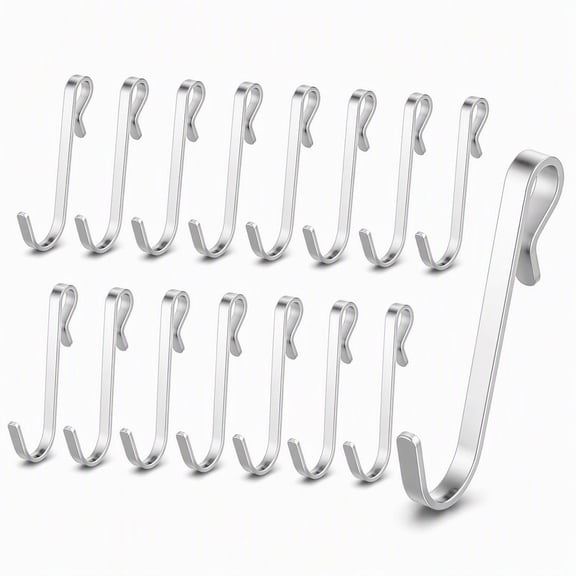 YEMNPIOS 20 Pcs J Hook for Wire Shelving Stainless Steel Hanger Clip on Metal Rack Silver