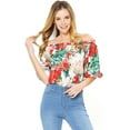 thumbnail image 2 of Jealous Tomato Women's Off Shoulder Romantic Floral Blouse (M, Ivory), 2 of 4