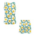 thumbnail image 5 of TSOVTHRID Fried Egg Print Pajama Set for Women Round Collar Nightwear Cute Sleeveless Print Sleepwear Tank Top and Shorts Pj Set Soft 2 Piece Loungewear, Size M, 5 of 7