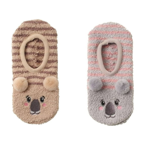 AUQ 2Pairs Socks Plush Coral Fleece Fuzzy Socks for Cozy Comfort,Anti-Slip Ankle Socks for Daily Wear,Style1