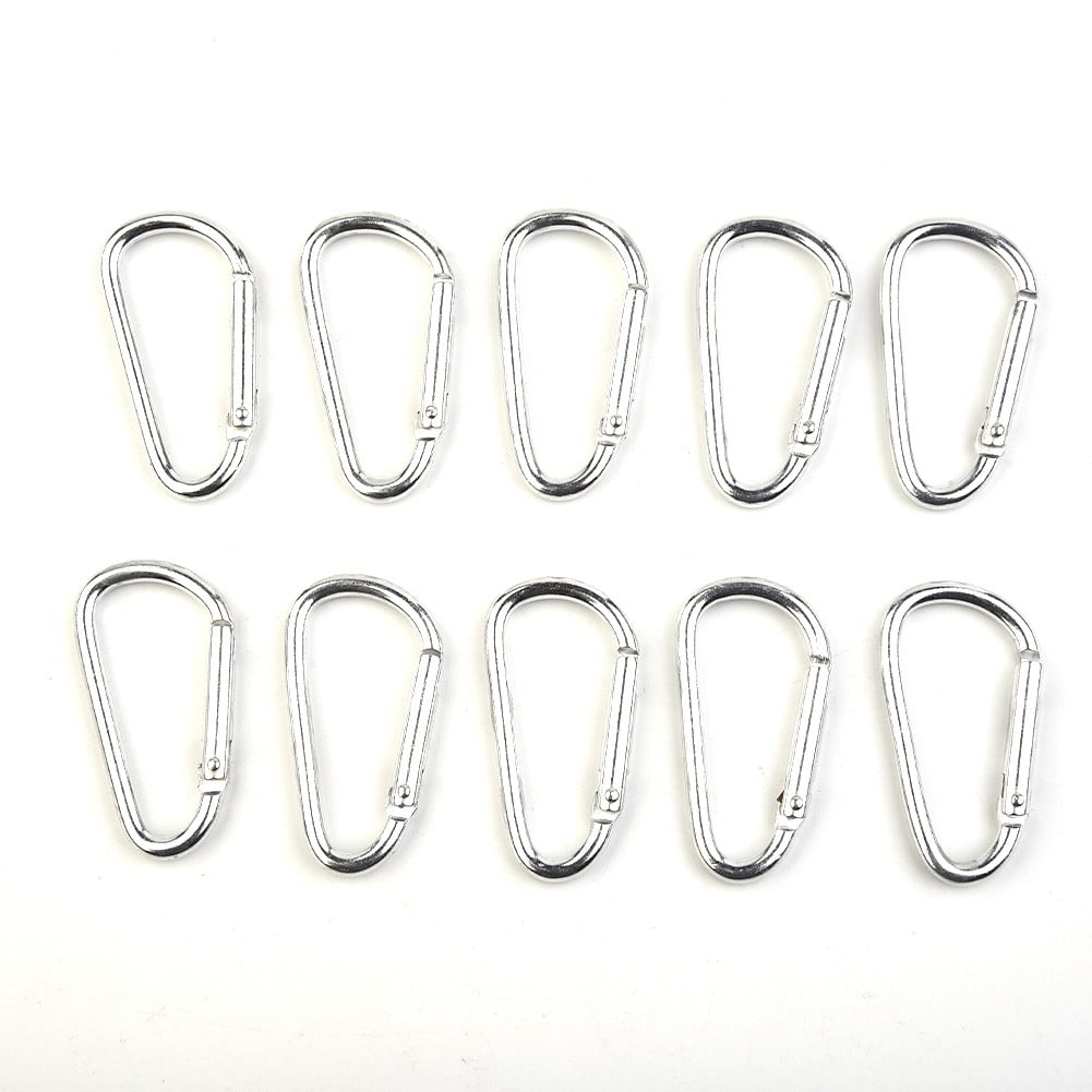 50/100Pcs D-Shaped Spring Clip Black Silver Colorful Aluminum Alloy Carabiner Spring Clip Key Chain Climbing Carabiners Parts