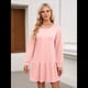 thumbnail image 4 of Vestido Tipo Sudadera de Larga para Mujer, de Otoño, con Cuello Redondo, de Punto Acanalado y Patchwork, Minivestidos Informales. Rosa L, 4 of 10
