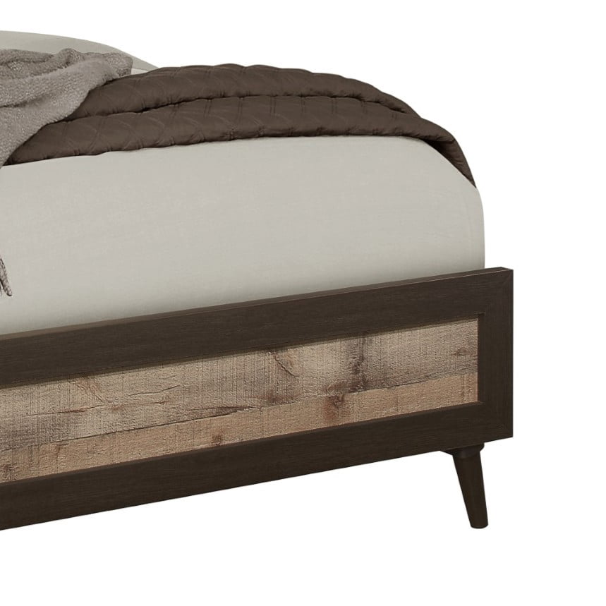 Home Design Janet Full Bed Frame with Wood Grain Panel Headboard and Footboard, Natural Oak, Easy assembly