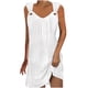 thumbnail image 1 of Mini vestido plisado sin mangas con cuello en V para mujer: informal, fluido, adecuado para fiestas/playa, se ajusta a la talla, 1 of 7