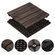 Renwick 27 Pieces 12’’ x 12’’ Wooden Floor Tiles for Outdoor and Indoor, Black