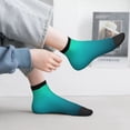 thumbnail image 2 of Rateoe Green Turquoise Teal Pattern Quarter Crew Socks,Toe Seamed Ankle Socks,Cotton Cushioned Breathable Athletic Crew Sports Socks, 2 of 7