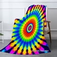 thumbnail image 2 of Joocar Tie Dye Rainbow Flannel Blanket For Winter Gift Home Sofa Bed Decoration 50x60 inch, 2 of 5