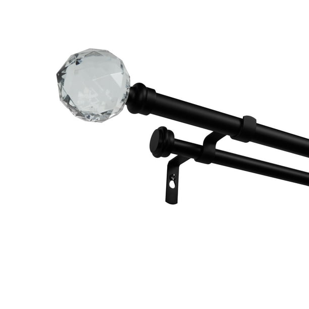 Exclusive Home Curtains Crystal Ball Double Curtain Rod and Finial Set