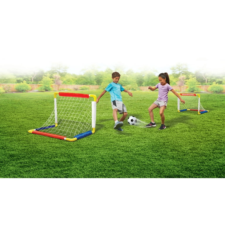Play Day Foldable Soccer Set (2 Folding Goals, Ball, Inflating
