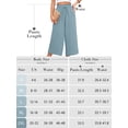thumbnail image 5 of Chiclily Women's Wide Leg Capri Pants Summer High Waisted Palazzo Trousers Blue Gray Drawstring Cropped Pants with Pockets, Size L, 5 of 7