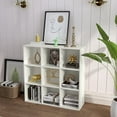 thumbnail image 5 of 9-Cube Storage Shelf Bookcase - Wooden 3-Tier Floor Standing Open Bookshelf for Home and Office, Display Cabinet, Warm White, 5 of 12