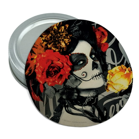 Dia de los Muertos Day of the Dead Woman Tattoo Round Rubber Non-Slip Jar Gripper Lid Opener