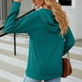 thumbnail image 5 of Mrat Sweatshirt for Women Hoodies Women's New Hooded Button Loose Long Sleeve Tops Sweaters Lightweight Sweatshirts for Women S-74 Green XXL, 5 of 9
