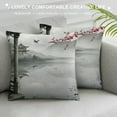 thumbnail image 3 of Orinice  Asian Throw Pillow Cushion Cover, Japanese Style Garden Bird and Small Pavilion Over The Lake Lotus Waterlily, Decorative Square Accent Pillow Case,  White, 3 of 5