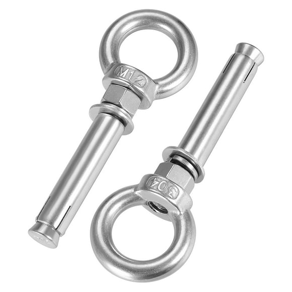 Unique Bargains M12 x 100 Expansion Eyebolt Eye Nut Screw with Ring 304 Stainless Steel Raw Bolts 2 Pcs