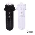 thumbnail image 4 of Esaierr 2 Pairs Girls Mesh Knee High Socks for Kids Baby Lace Thigh High Socks Toddler Bow Princess Calf Socks, 4 of 9