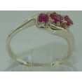 thumbnail image 4 of LBG British Made 18k White Gold Natural Ruby Womens Trilogy Ring - 33 size options - Size 6.25, 4 of 7