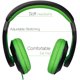 thumbnail image 2 of Auriculares estéreo Rockpapa para adultos, niños, ajustables, gran bajo para MP3/4 DVD, smartphone, laptop, tablet en coche/avión, negro/verde, 2 of 3