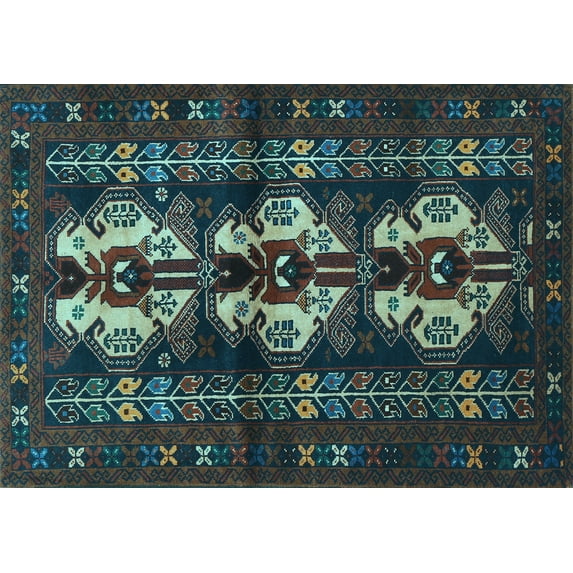 Ahgly Company Indoor Rectangle Persian Light Blue Traditional Area Rugs, 2' x 4'