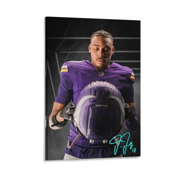 Justin Jefferson American Football Canvas Wall Art Posters For Room Aesthetic And Decor 40 Poster For Bedroom Bathroom Living Room Office Kitchen Decor