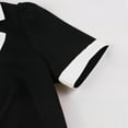 thumbnail image 4 of Women's Color Block Vintage Hepburn Style Dress Short Sleeve Turndown Collar Cocktail Party Dress, 4 of 6