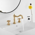 thumbnail image 6 of 8 inch 2 Handles 3 Holes Widespread Bathroom Sink Faucet Antique Brass Bathroom Vanity Faucet Basin Mixer Tap Faucet Matching Metal Pop Up Drain with Overflow, 6 of 6