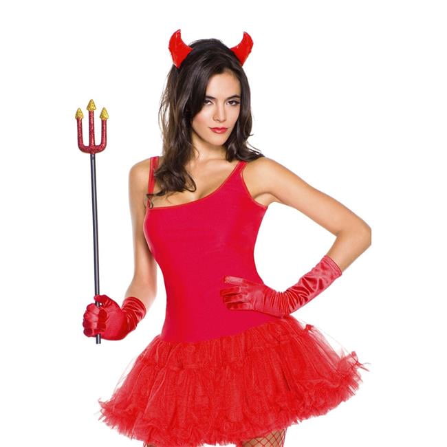 Red Devil Costume Wings Horns Headband Pitchfork Adult Halloween Fancy Dress 