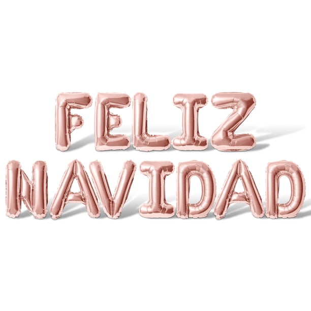 Globos con letras FELIZ NAVIDAD, 40 cm, lámina de mylar, oro rosa