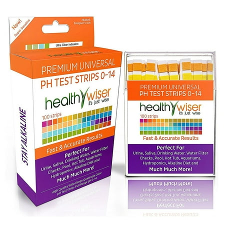 HealthyWiser pH Test Strips 0-14, Universal Application, Results in Seconds, 100 Ct