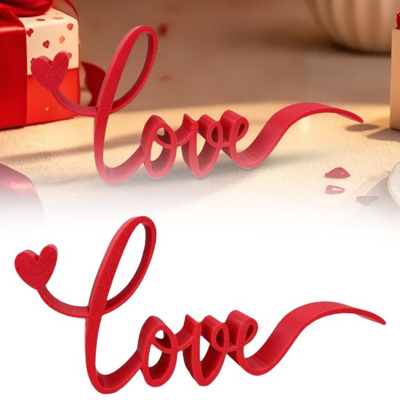 Love Sign Blocks, Red Letter Design Tabletop Decor, Love Letter Table Top Decor, Vibrant Red Letters with Decorative Finish, Home and Hotel Accessory, for Bedroom Use, 1 Pcs, 6.96x0.78x3.03"
