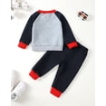 thumbnail image 3 of 12 Months Baby Boys Clothes 18 Months Boys 2PCS Fall Winter Outfits Set Round Neck Toddler Boys Long Sleeve Top Pants Set Gray, 3 of 8