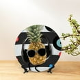 thumbnail image 6 of Balery Pineapple With Black Glasses Print Bone China Decorative Plate Ceramic Dinner Plates Art Crafts with Display Stand-8in, 6 of 6