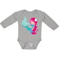 thumbnail image 3 of Inktastic Mermaid And Dolphin, Mermaid With Pink Hair Girls Long Sleeve Baby Bodysuit, 3 of 5