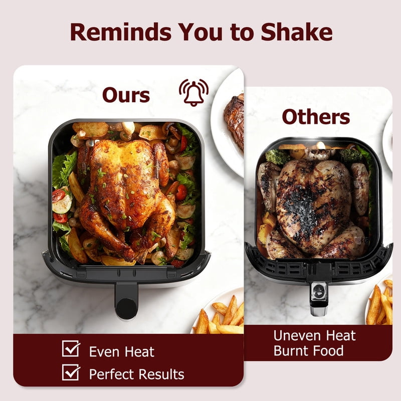 Dozzle 4QT Visual Window Air Fryer, 1500W Touchscreen Display with 8 Cooking Presets, Automatic Shut-Off, Nonstick Basket Dishwasher Safe, 60-Minute Timer, Up to 400°F, Black