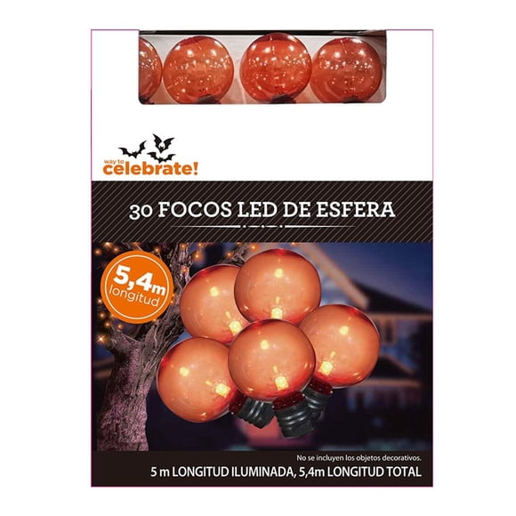 Luces de Halloween Way To Celebrate Tipo globo LED Naranja 30 luces 5 metros