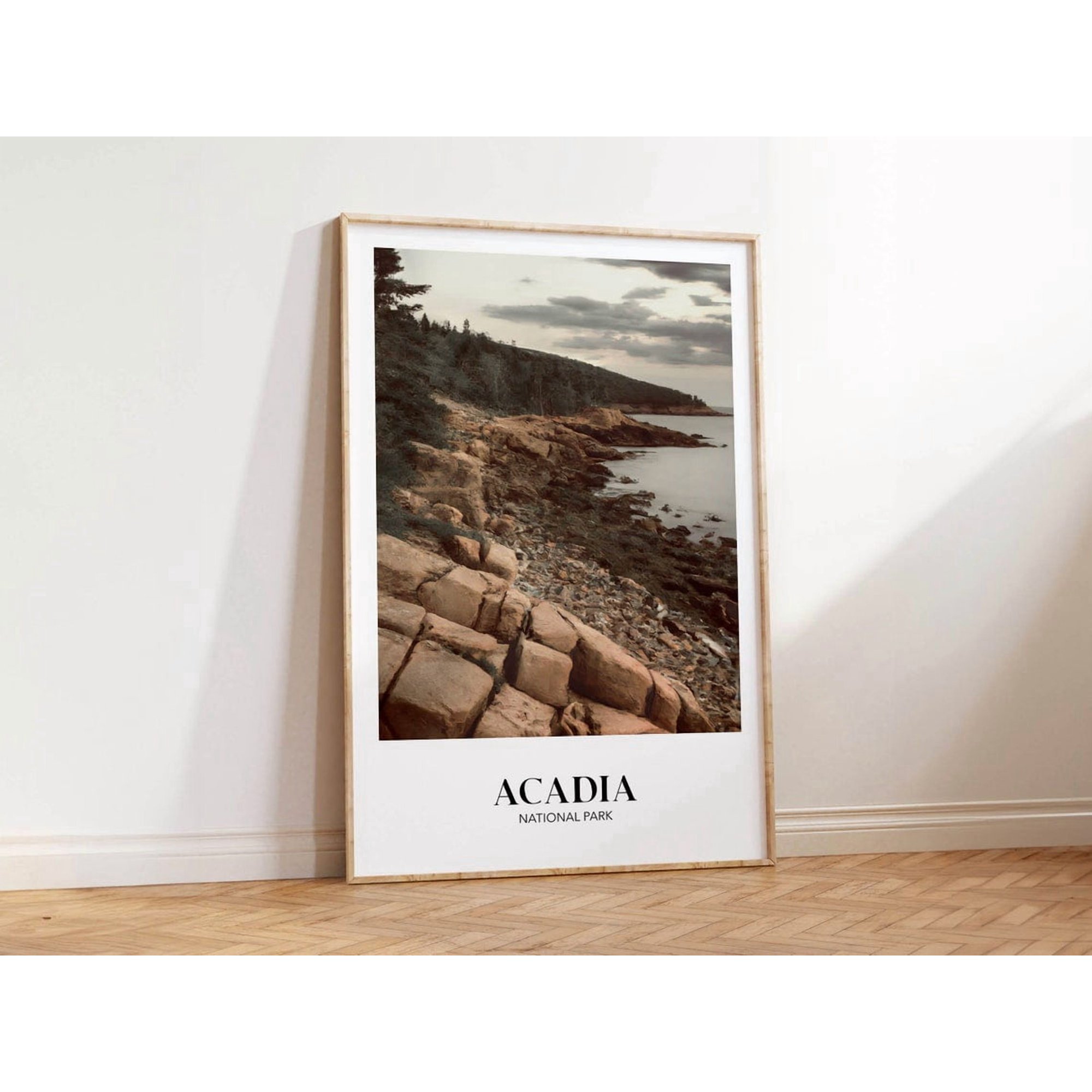 Acadia National Park Poster, Vintage Coastal Travel Wall Art
