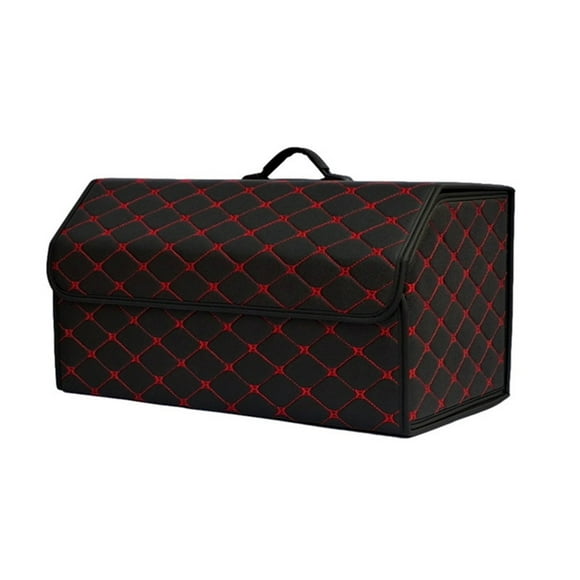 Wisewang Boîte de Rangement Pratique pour Coffre de Voiture Organisateur Durable pour Voitures et SUV Organisateur de Rangement Noir Lignes Rouges P