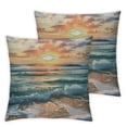 thumbnail image 2 of JRXY Seaside Wave Pillow Covers Ocean Tropical Beach Sea Coast Sunset Dusk Blue Summer Hawaii Decorative Throw Pillow Covers Cushion Case for Sofa Couch,2 Pcs White, 2 of 6