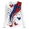 thumbnail image 2 of Trendfront Womens Butterfly Print Tops 4th of July Independence Day Casual Fashion T-Shirt Crewneck Long Sleeve Holiday Tee, 2 of 3