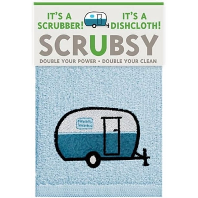 MÜkitchen SCRUBSY 100% Cotton Kitchen Dish Cloth with Built in Scrubber | Various Designs and Super Absorbant (Camper)