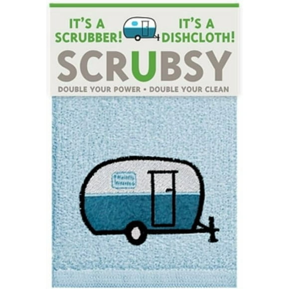 MÜkitchen SCRUBSY 100% Cotton Kitchen Dish Cloth with Built in Scrubber | Various Designs and Super Absorbant (Camper)