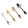 thumbnail image 1 of 4 Pieces Cat Spoon Coffee Tea Spoon Set, Stainless Steel Hanging Cup Teaspoons Mini Long Cute Kitten Stirring Spoon, 1 of 5