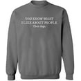 thumbnail image 2 of OXI Crewneck Sweatshirt - I Like About People Their Dogs, Basic Casual Sweatshirts for Men's and Women Fleece Sweatshirt Long Sleeve - Graphite Heather 3X-Large, 2 of 2