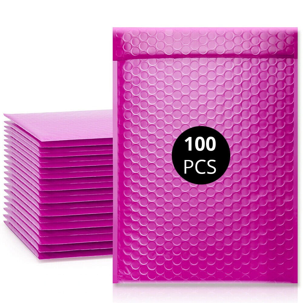 PandaSpa Hot Pink Poly Bubble Mailers 4x8 Inch Padded Envelopes 000 Bubble Line
